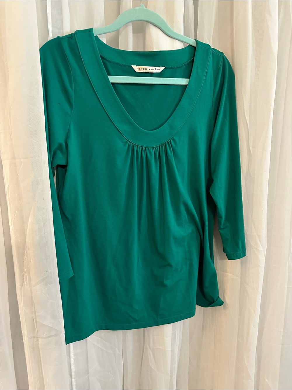 Peter Nygard Women’s Scoop Neck 3/4 Sleeve Top - Emerald Green